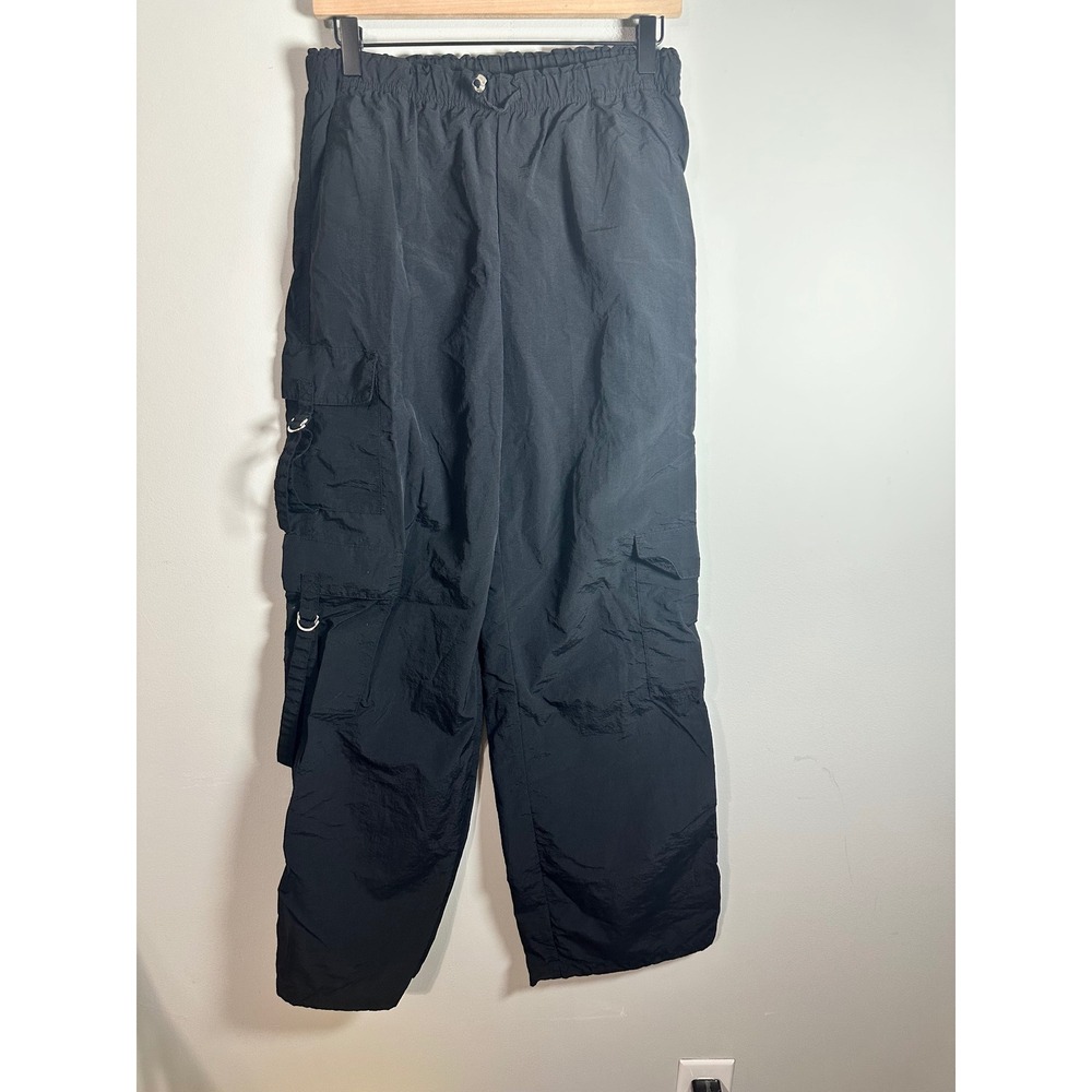 Love Tree Black Nylon Cargo Parachute Pants Womens M Streetwear Y2K Gorpcore